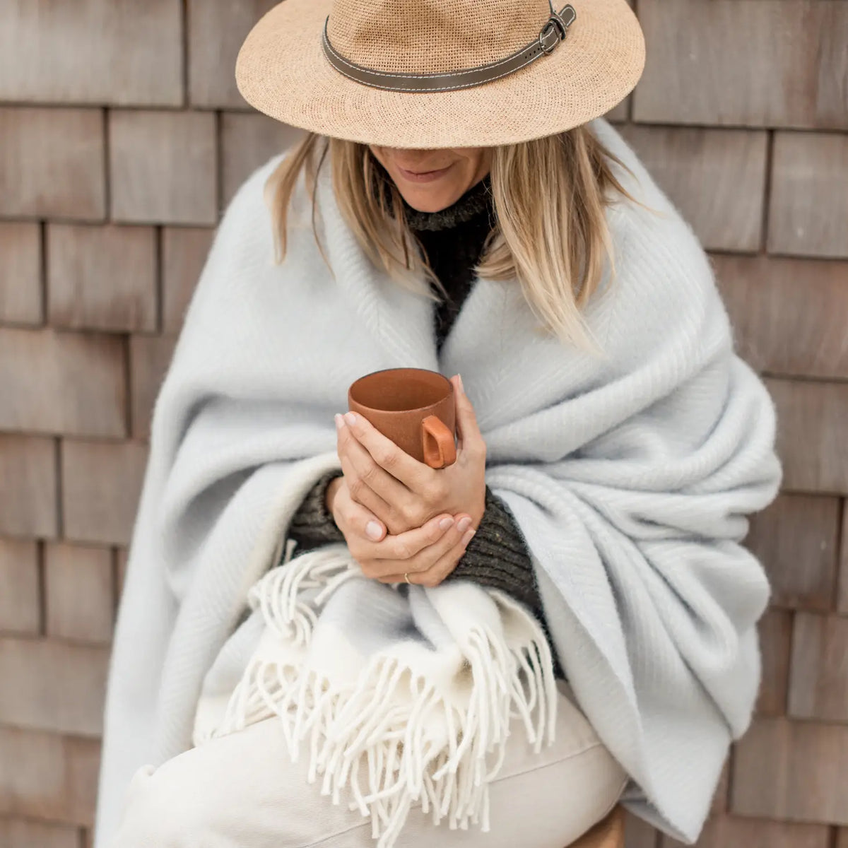 Grey Herringbone Blanket