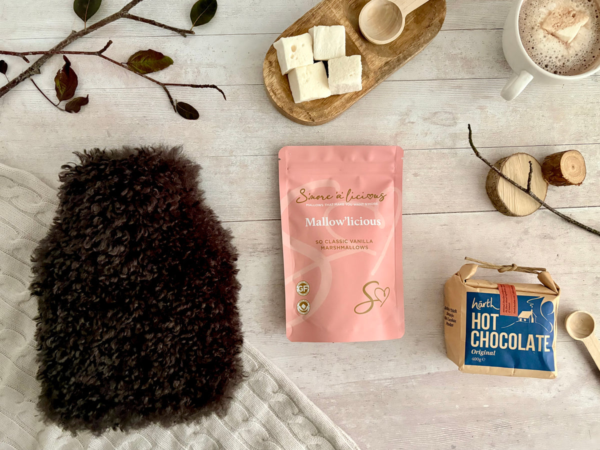 Snuggle GIft Cosy Hamper with Hot Water Bottle and Hot Chocolate with Marshmallows