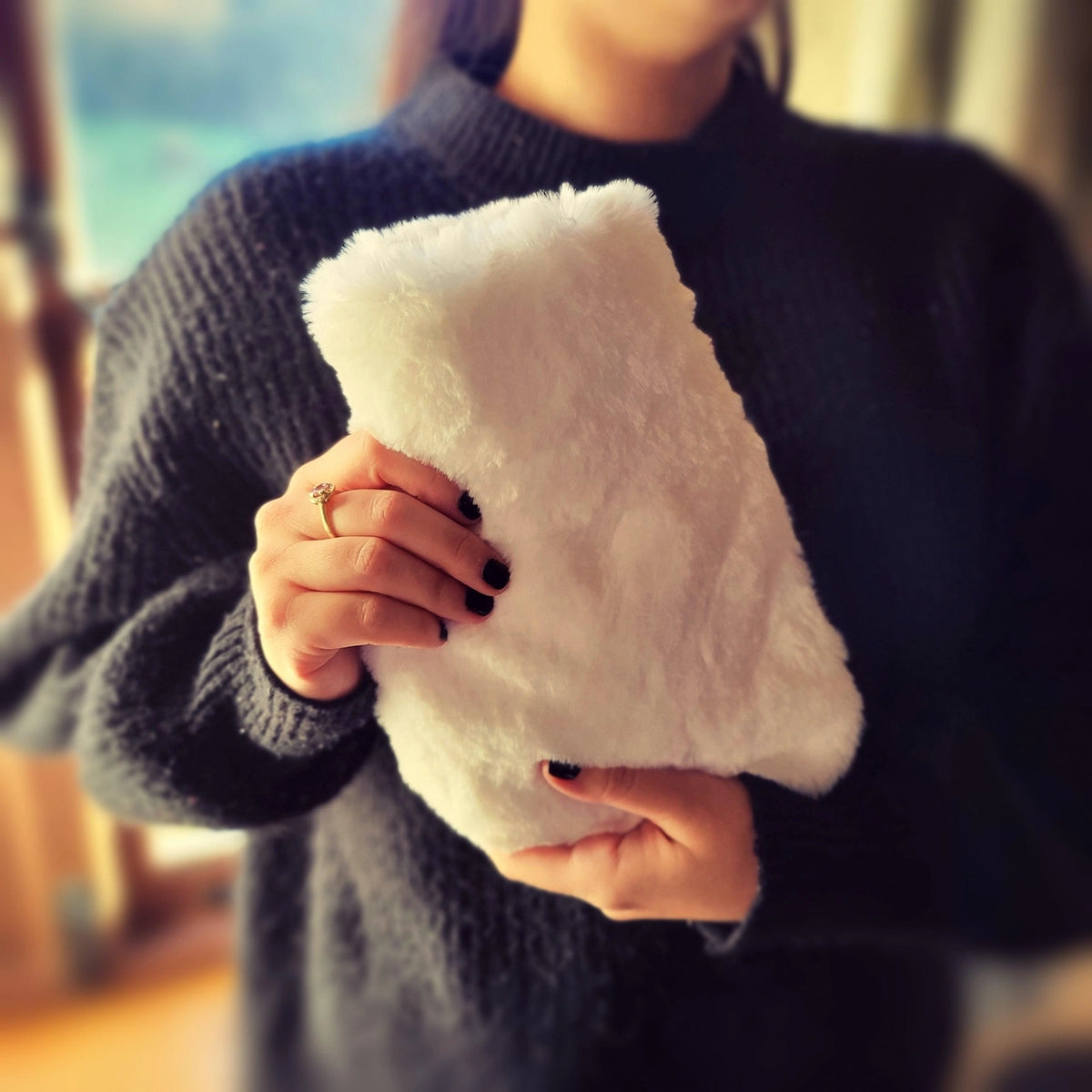 White Faux Fur Hot Water Bottle