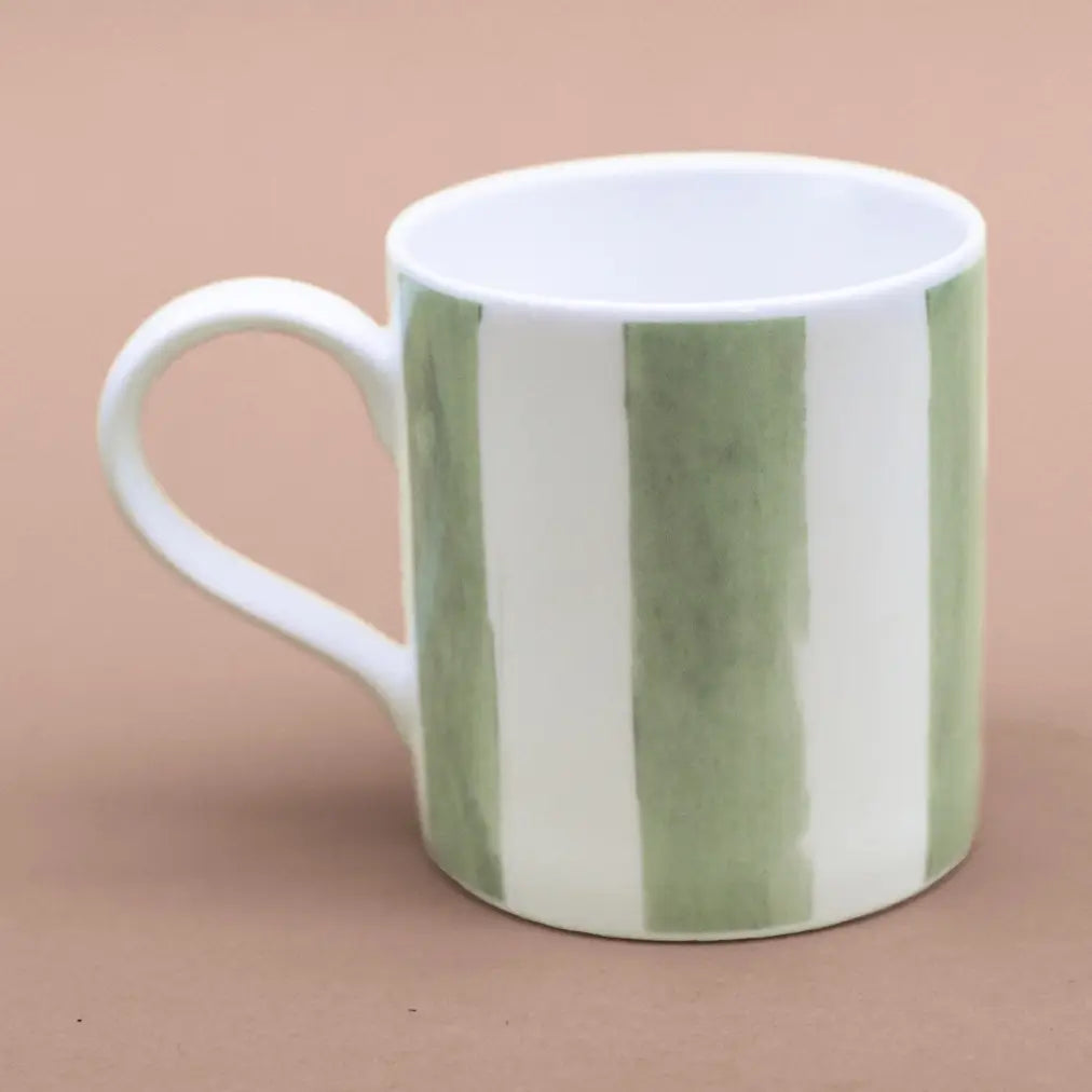 Hand-Painted Olive Stripe Mug