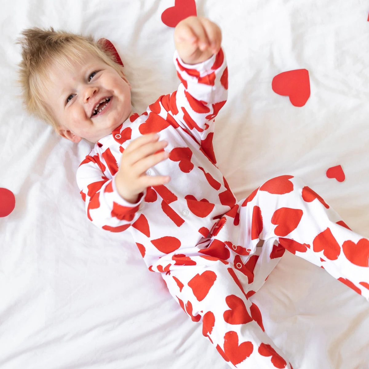 Baby Sleepsuit- Red Hearts