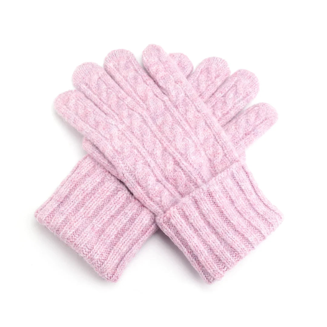 Purple Cable Knit Gloves