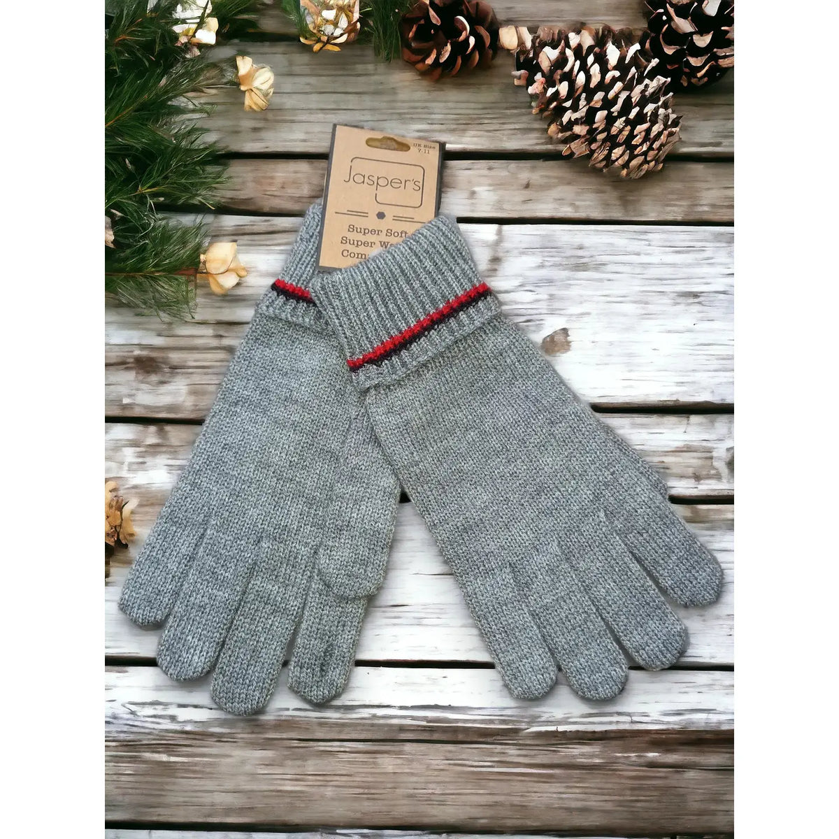 Mens Grey Stripe Gloves