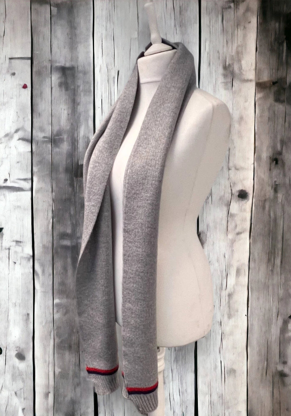 Mens Grey Stripe Scarf