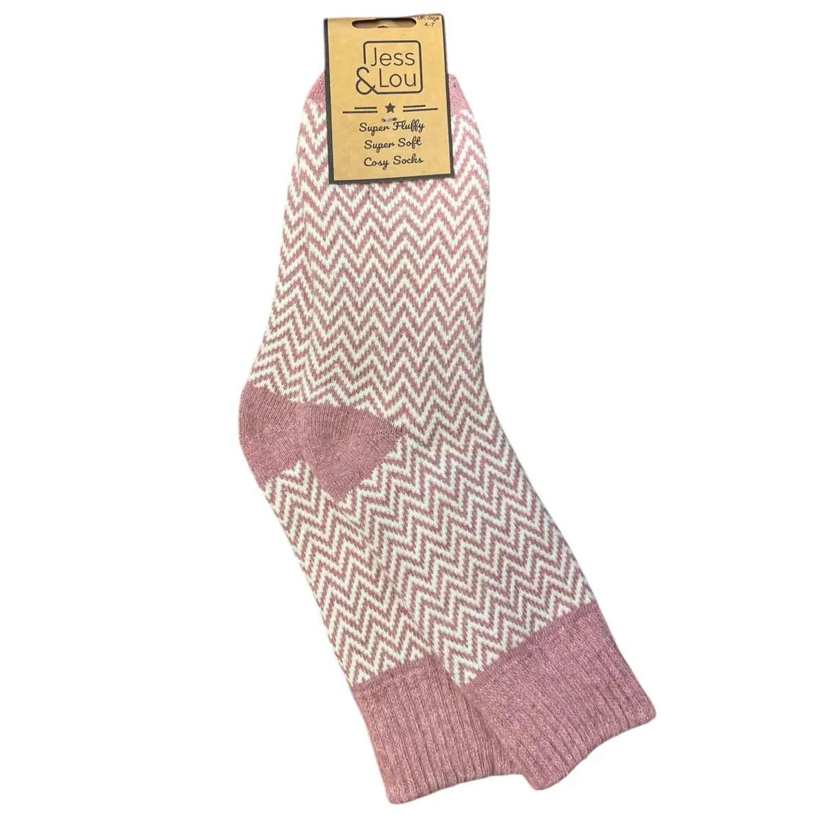 Pink Herringbone Super Cosy Ladies' Socks