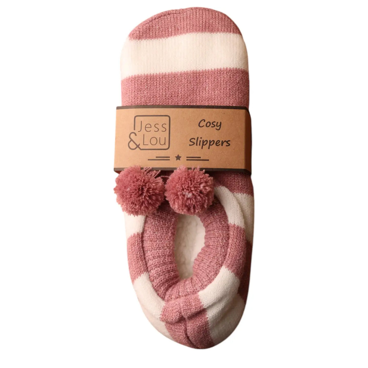 Cosy Pink Stripe Slipper Socks