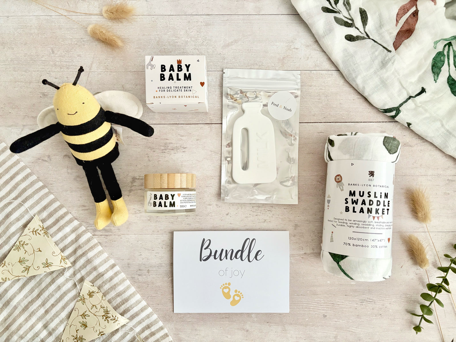 New Baby Gift Hamper British with Bamboo Muslin