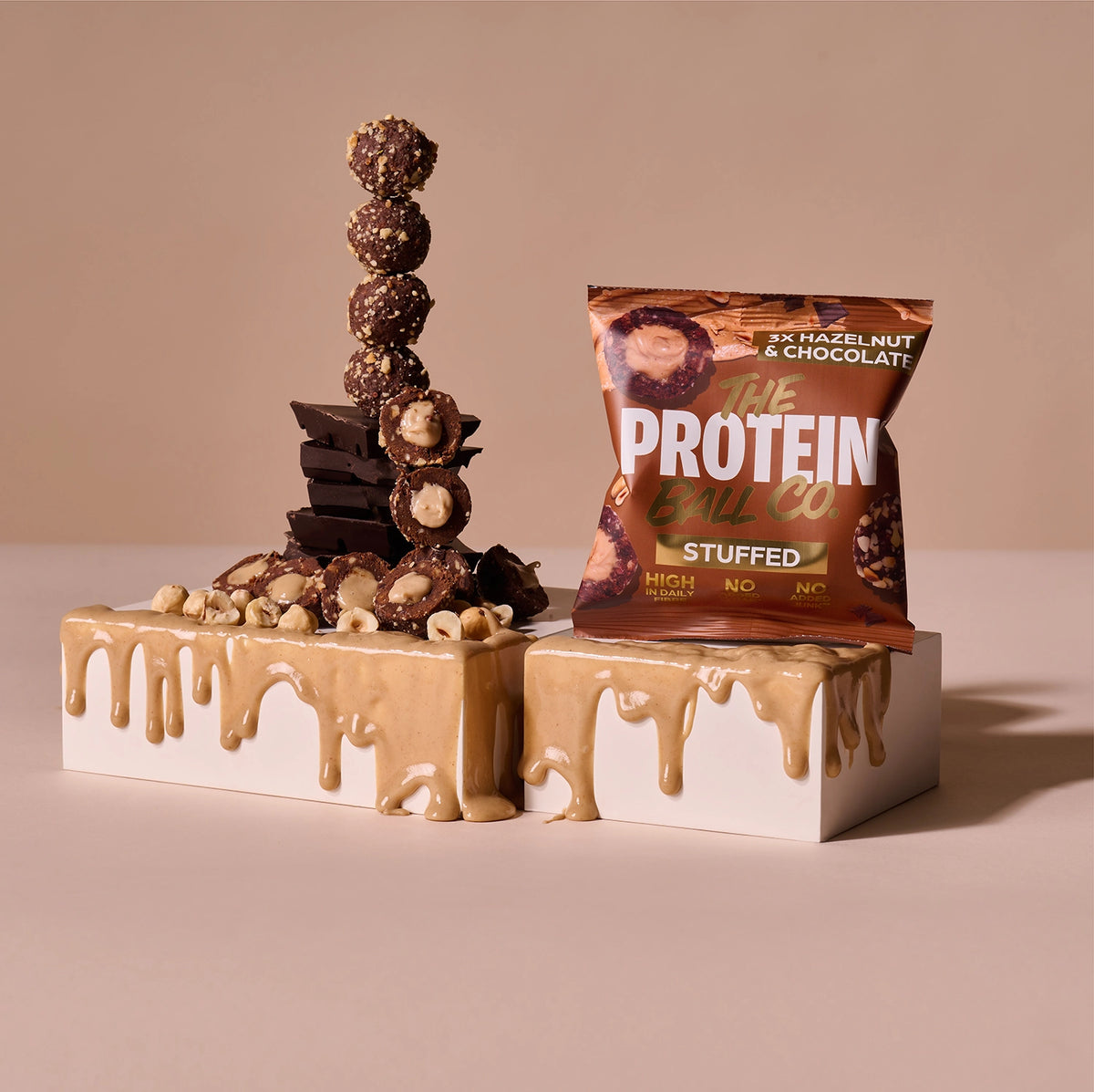 Hazelnut & Chocolate Stuffed Protein Balls