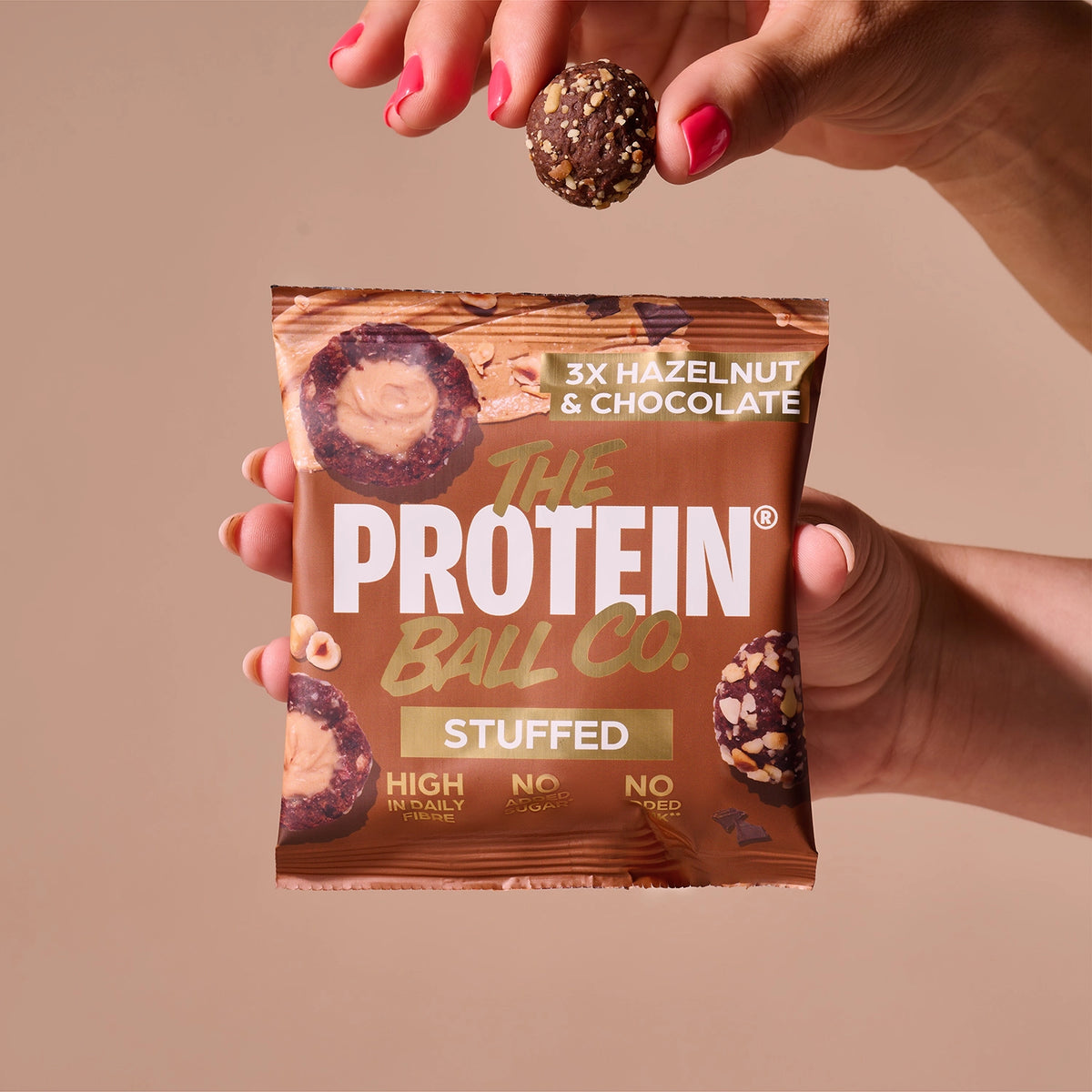 Hazelnut & Chocolate Stuffed Protein Balls