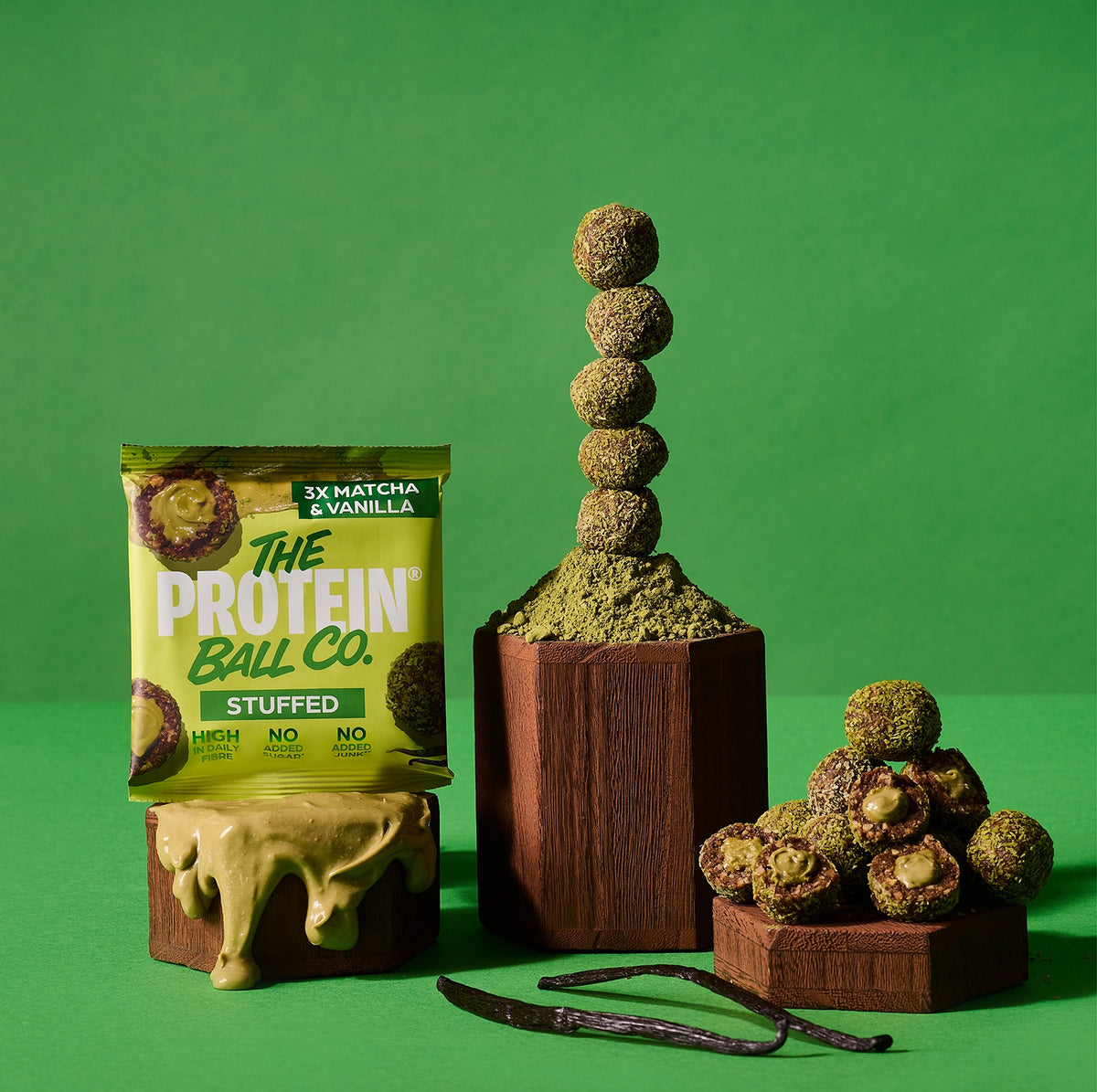 Matcha & Vanilla Stuffed Protein Balls