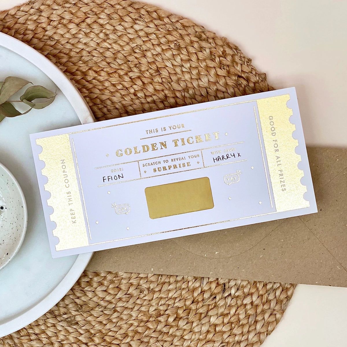 Golden Ticket Scratch Card -Add Your Message