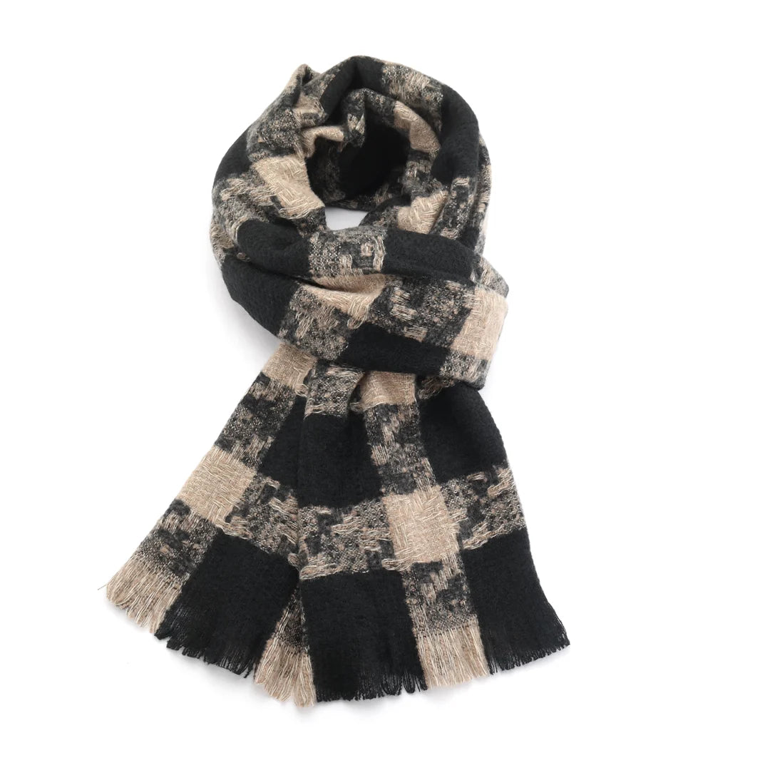 Black &amp; Beige Checked Scarf