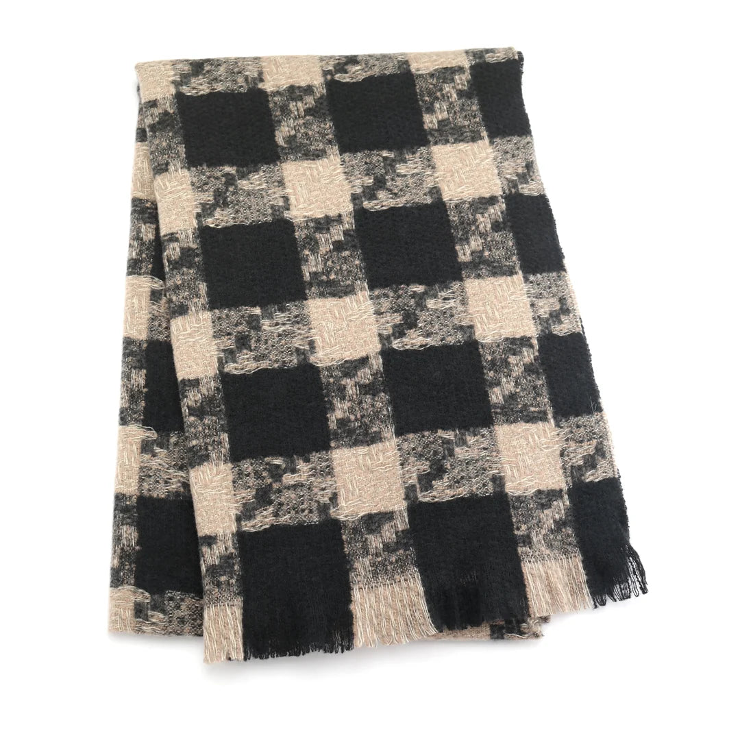 Black &amp; Beige Checked Scarf