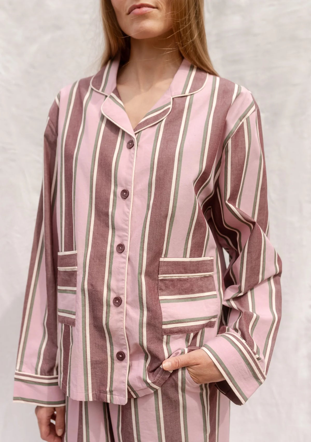 Pink Stripe Cotton Ladies Pyjamas