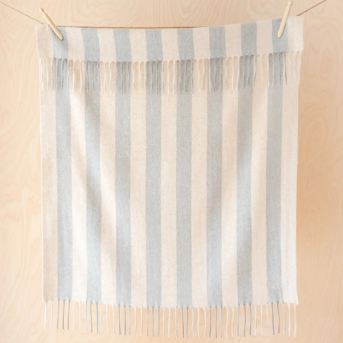 Blue stripe lambswool baby blanket
