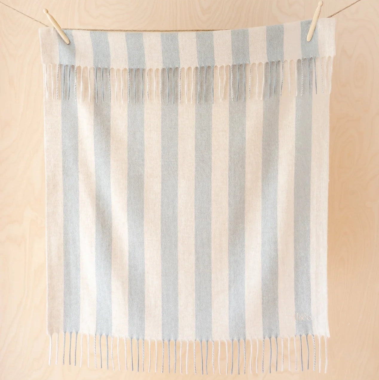 Blue stripe lambswool baby blanket