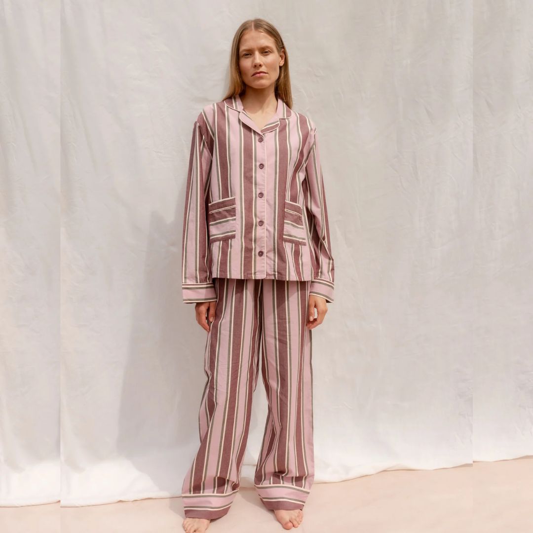 Pink Stripe Cotton Ladies Pyjamas