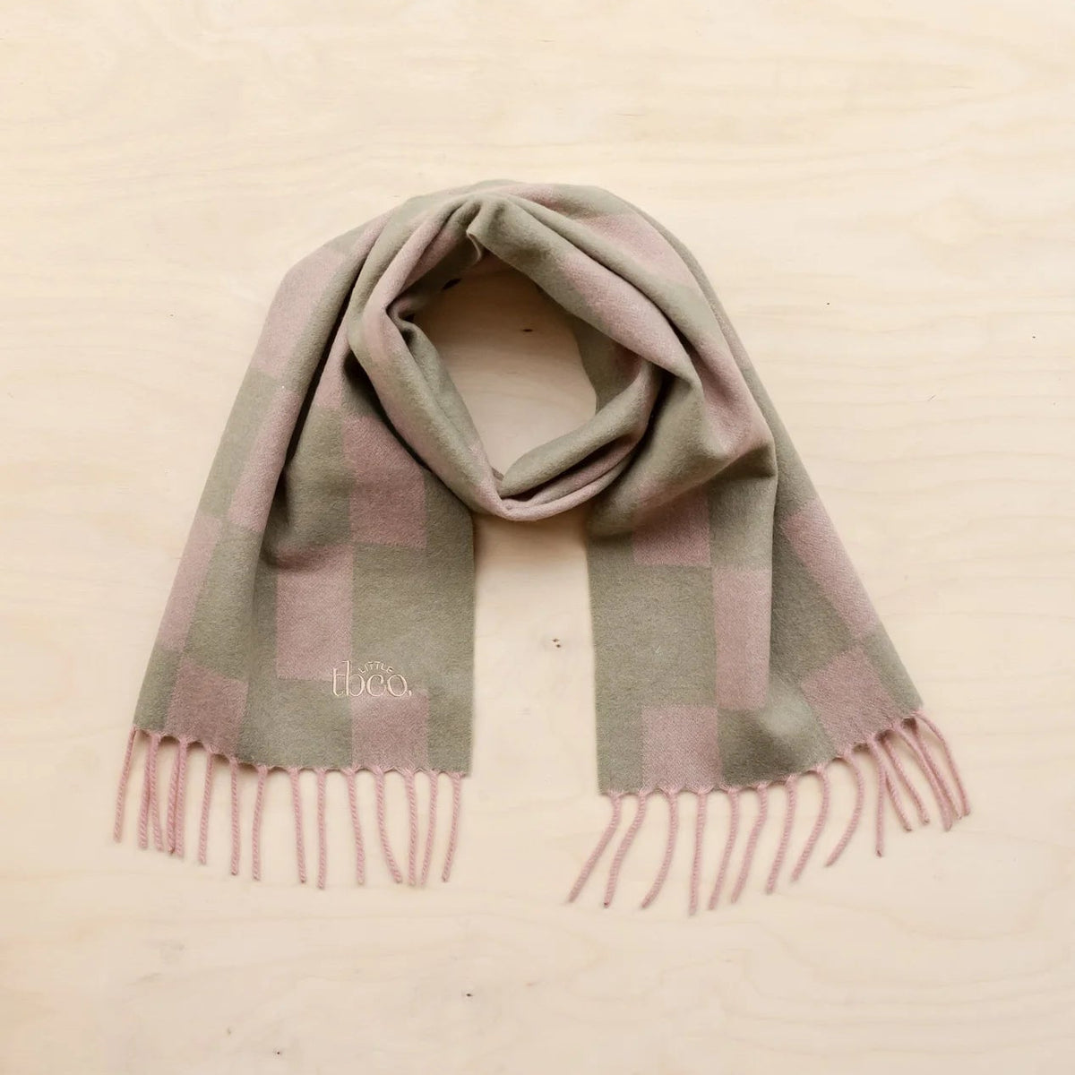Children's Pink Checker Scarf