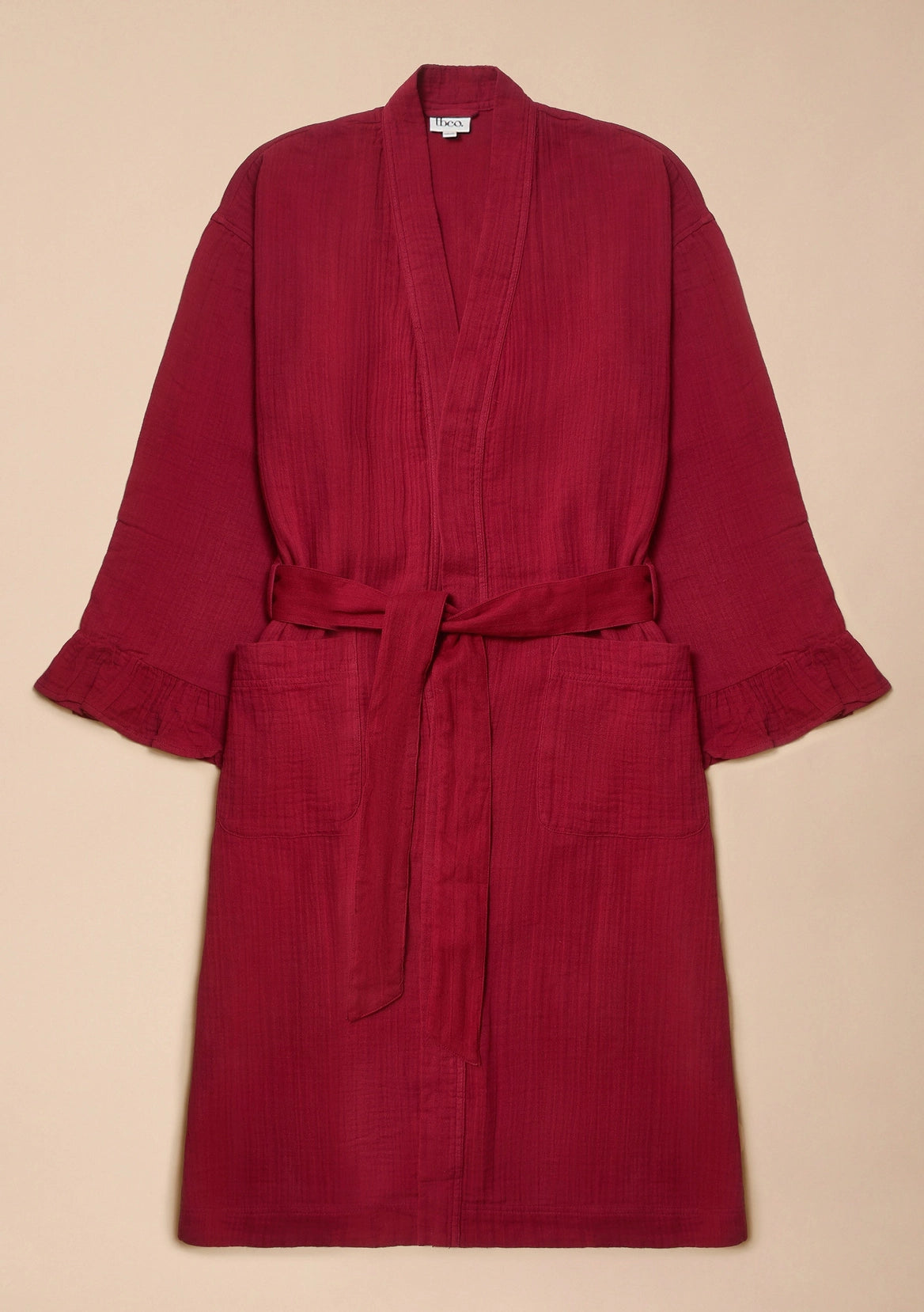 Red Ruffle Cotton Dressing Gown