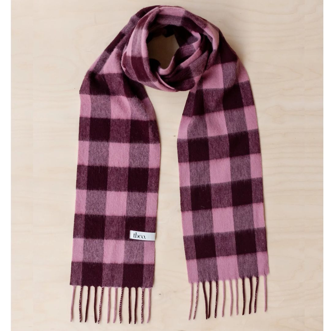 Lambswool Scarf - Berry Gingham