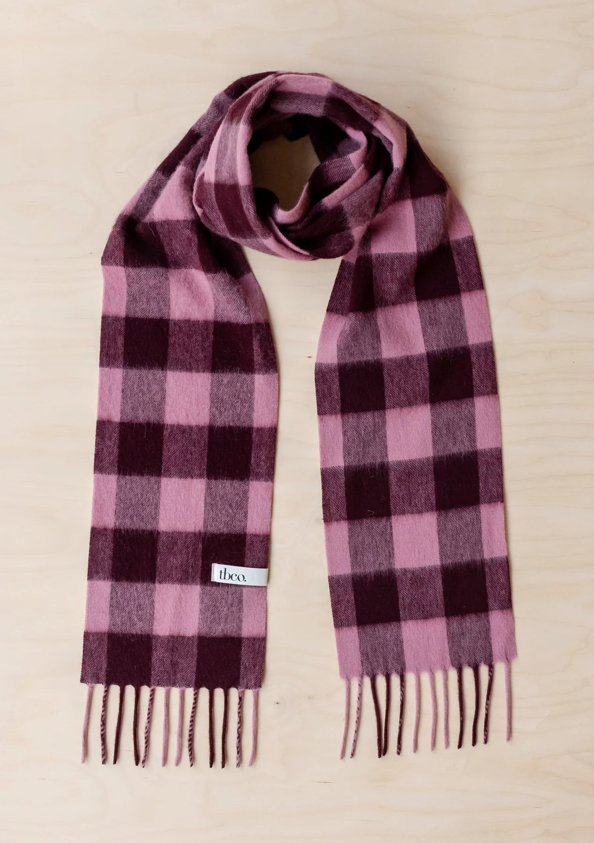 Lambswool Scarf - Berry Gingham