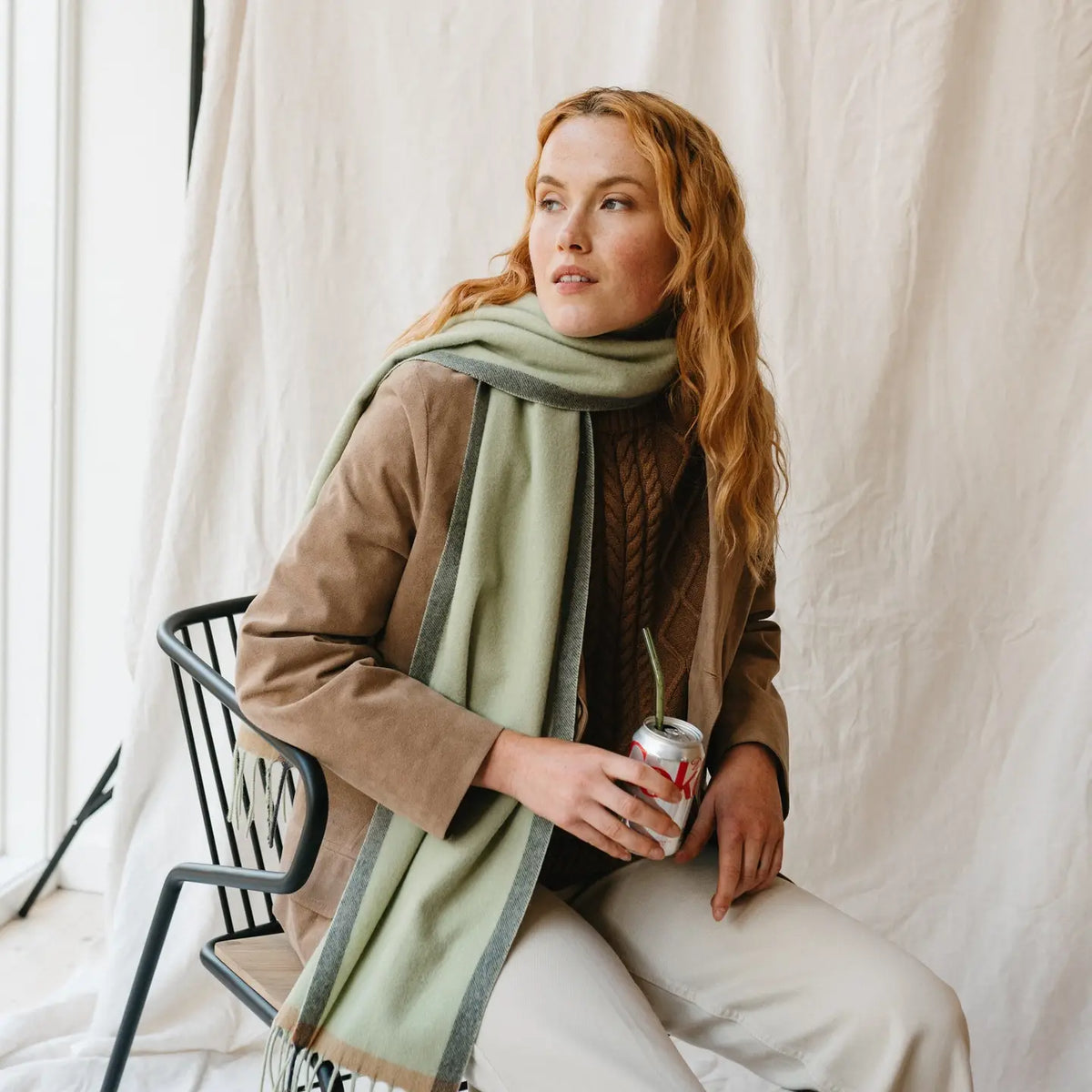Cashmere &amp; Merino Scarf in Green