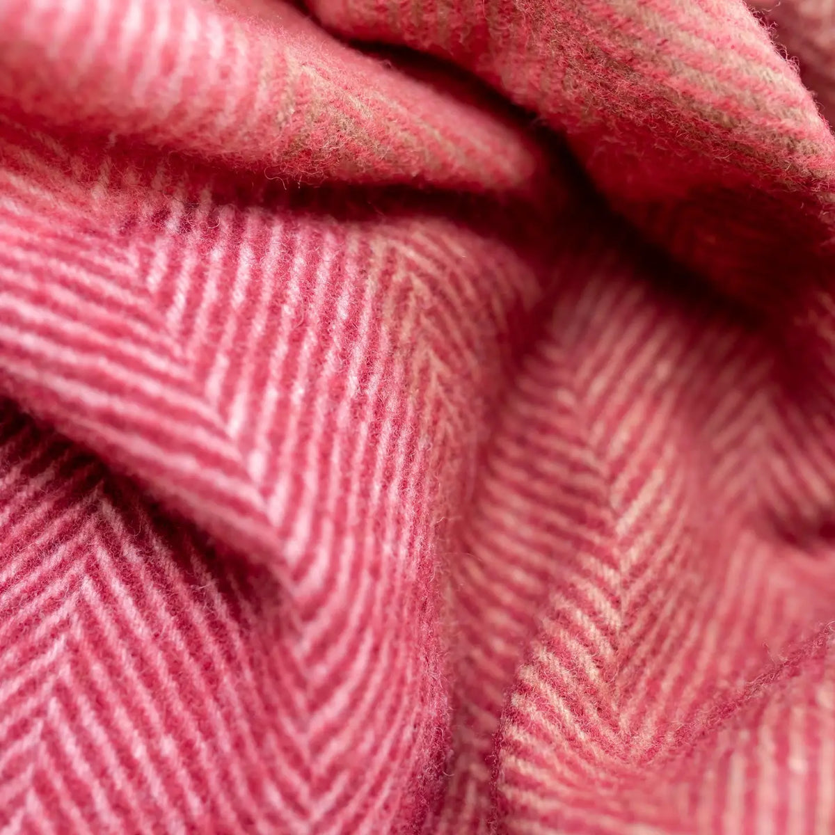 Wool Pink Check Herringbone Blanket