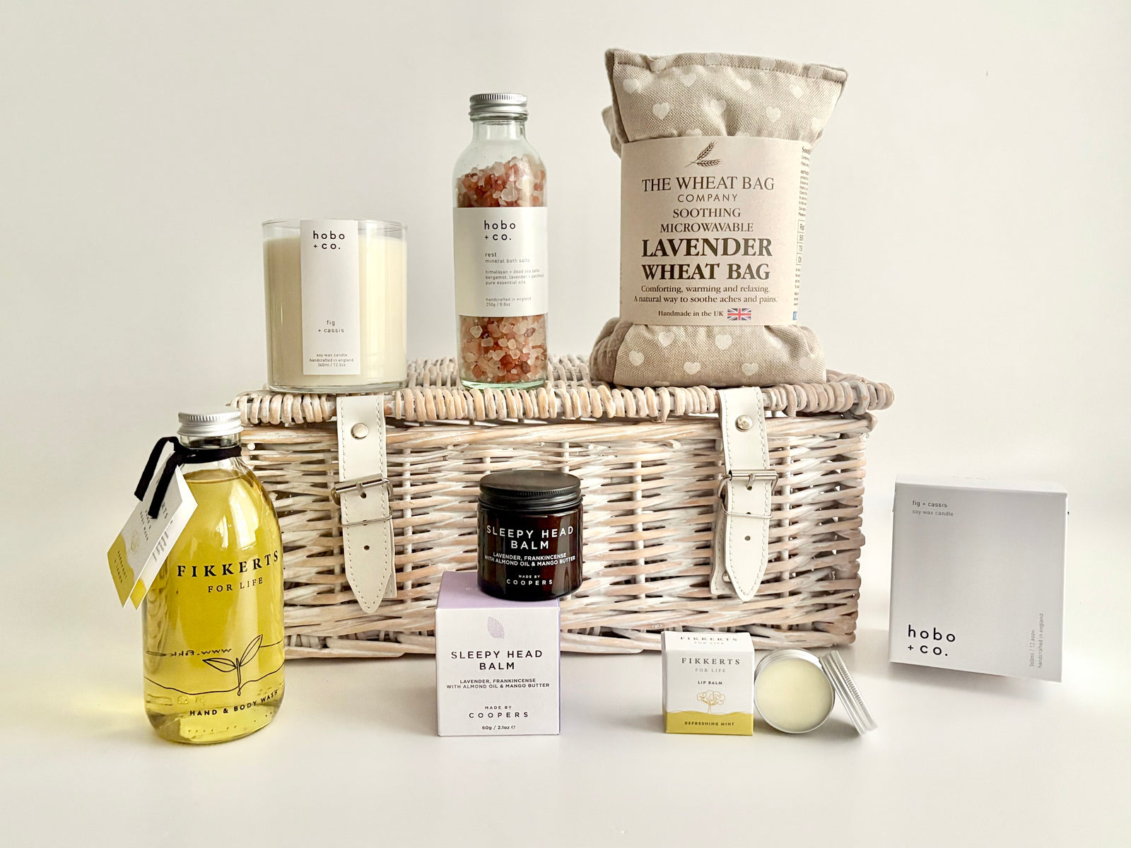 Retreat luxury self care hamper with relaxing rest bath salts, candle, wheatbag, lipbalm bodywash and sleepy head balm