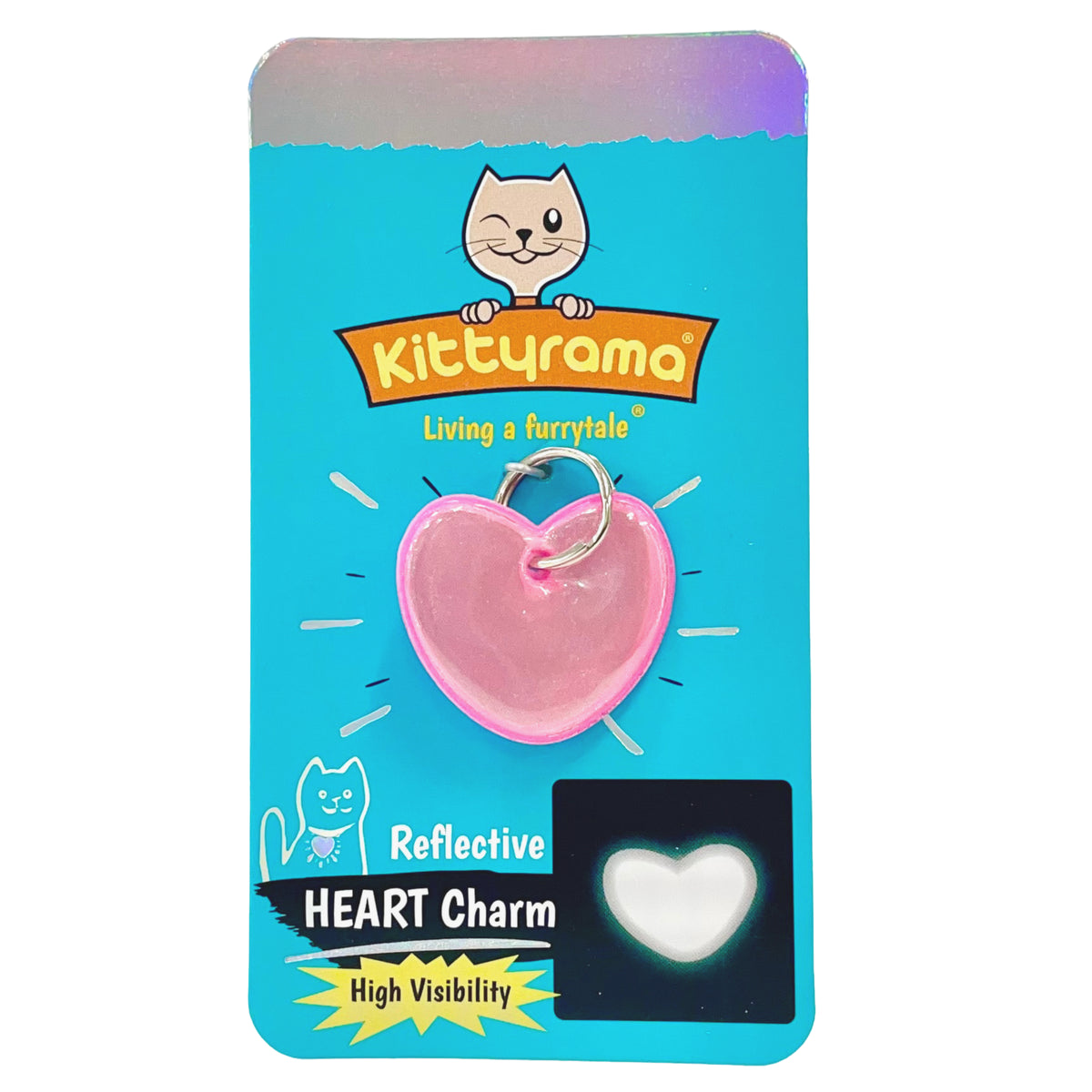 Cat Reflective Collar Charm - Heart