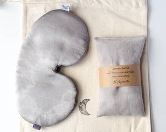 Sleep Mask Set with Lavender Sachet in Charcoal