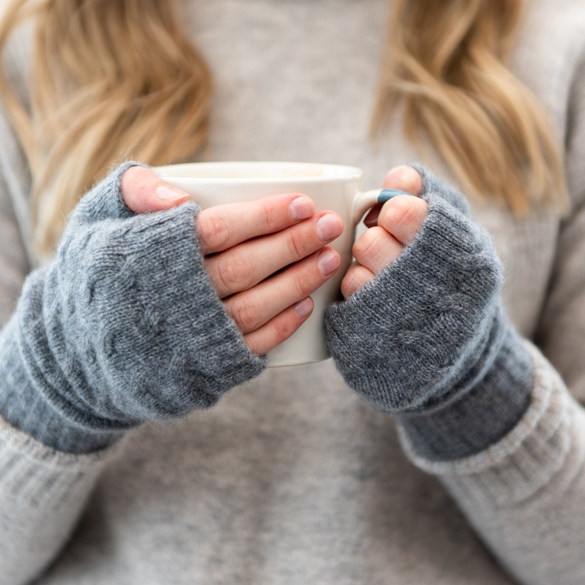 Cashmere Handwarmers - Blue